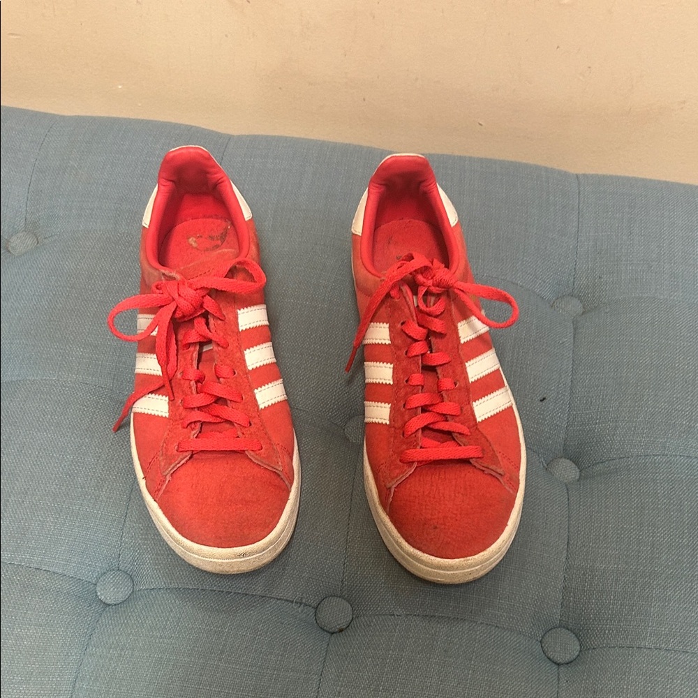 Adidas Scarlet and White Classic Sneakers